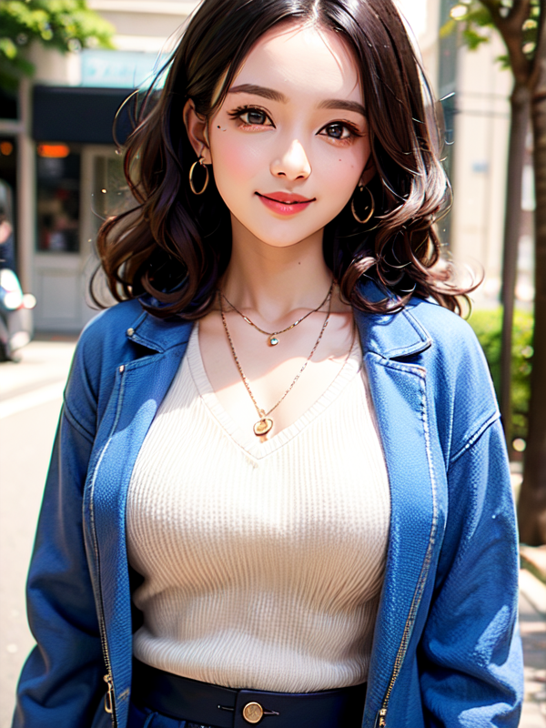 00135-341695825-A sweet and lovely girl walked down the street, wearing a blue sweater coat, big eyes, long eyelashes, necklace brown eyes aroun.png